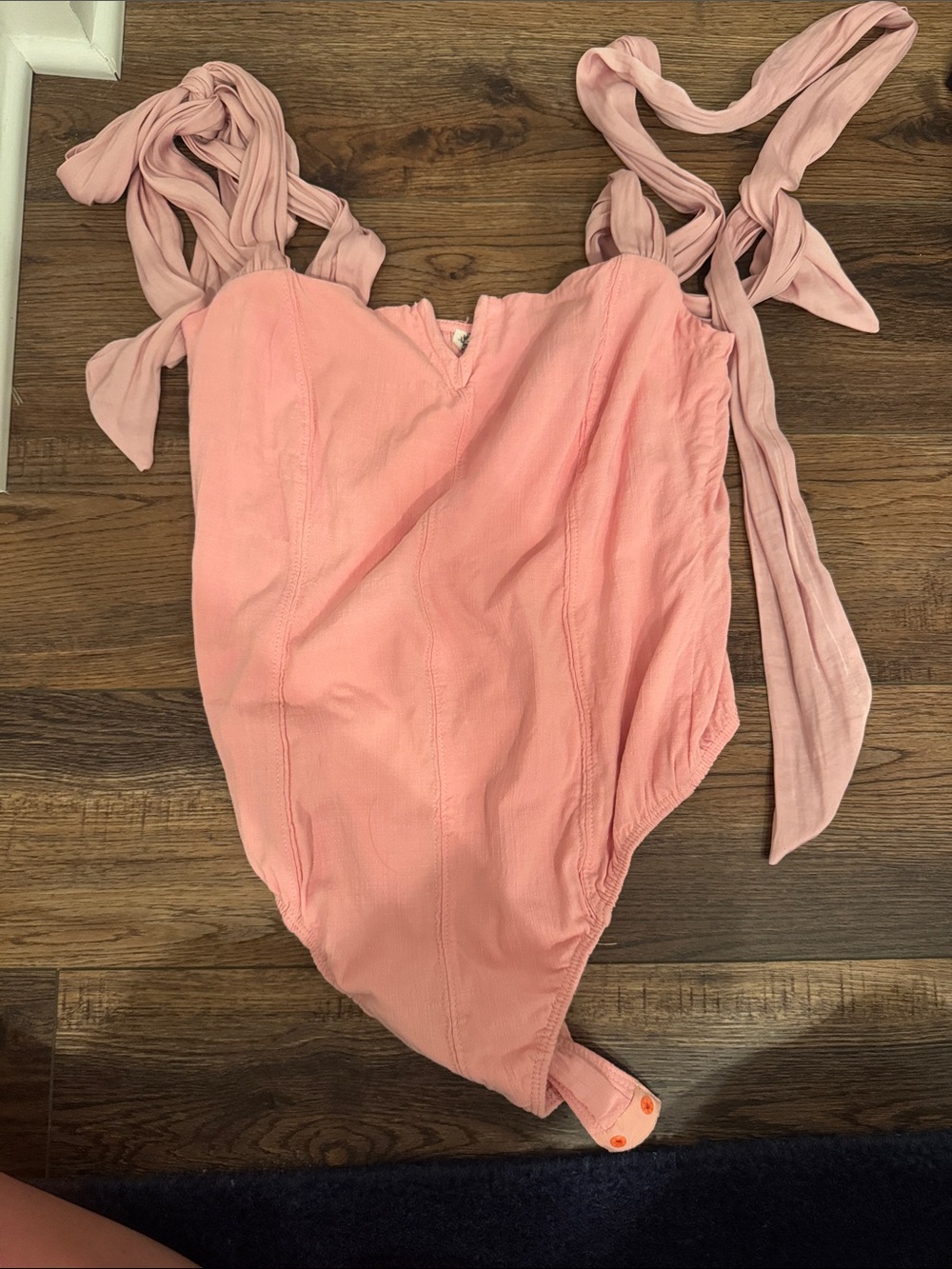 Pink Tie-Shoulder Lola Bodysuit Free People